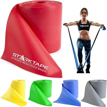 Imagem de Starktape Bandas de resistência rolo profissional. Faixa elástica sem látex para exercícios superiores e inferiores do corpo, fisioterapia, pilates, reabilitação, ioga, pilates, treino em casa.