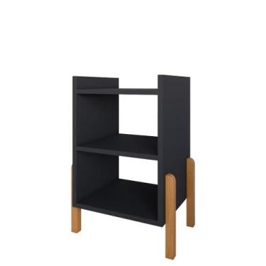 Imagem de Mesa Lateral Apoio Quarto Sofia Com Prateleiras Moderna Pé Em Madeira 