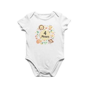 Imagem de Body Bebê Mesversario 4 meses safari bichinhos Branca - Del France, M