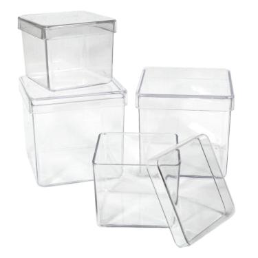 Imagem de Caixinha De Acrílico Lembrancinha Festa 5x5 E 4x4 60 Pçs