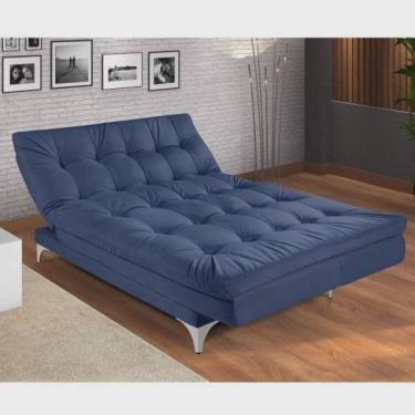 Imagem de Sofá Cama 3 Lugares Versátil Império Estofados Azul Marinho
