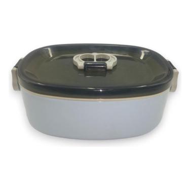 Imagem de Pote Marmita Plástica Tampa Divisória Vasilha - Azul-Claro