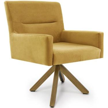 Imagem de Cadeira Para Sala Angel Giratória Giromad Veludo Amarelo - Nexta Casa