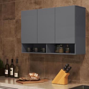 Imagem de Armário 3 Portas Aéreo Multiuso P/ Cozinha e Despensa - 3 Cores - Beau