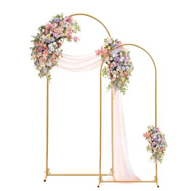 Imagem de Kijamilee Conjunto De 2 Suportes Para Cenário Arco Casamento, Suporte Metal Dourado 2,2 M E Estrutura Arqueada 1,8 Cerimônia Festa, Decoração Chá Bebê, Formatura