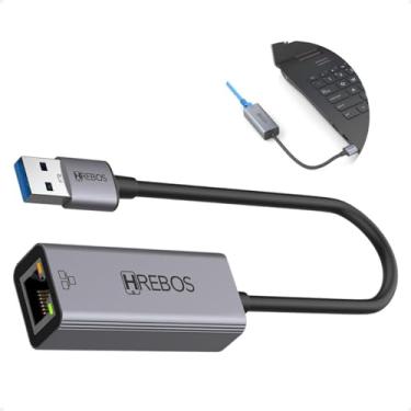 Imagem de Adaptador Ethernet Rj45 Para Usb 3.0 1000mbps cinza compatível com Windows Mac'OS iPadOs