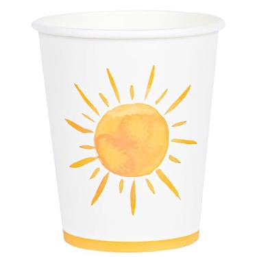 Imagem de AimFun 100 Peças De Copos De Papel Boho Sun, Primeira Viagem Ao Redor Do Sol, Copos Descartáveis Para Festa, 9 Oz, Boêmio, Hippie, Sol, Bebida, Café, Copos Descartáveis Para Chá De Bebê, Suprimentos
