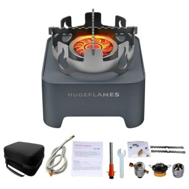 Imagem de HUGEFLAMES Fogão De Acampamento A Gás Propano Com Estojo De Transporte E Ignição, Fogão A Gás Portátil Para Acampamento Ao Ar Livre, Churrasco E Caminhadas