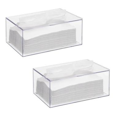 Imagem de Kit 2 Caixa Porta Papel Toalha Lenço Mão Acrílico Mesa Pia - Arthi