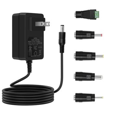 Imagem de VHFZK Adaptador De Energia 12V 2A 1,5A 0,5A 100V-240V 12 Volts Cabo De Alimentação Ca Para Cc Com 5 Plugues Selecionáveis, Transformador Cc 12V Para Fita De Led, Câmera Cctv, Alto-Falante Bt, Gps, W