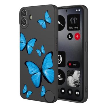 Imagem de KOARWVC Capa de telefone para Nothing CMF Phone 1, design bonito com padrão de borboleta, capa protetora fina de TPU macio para celular CMF 1 borboleta preta
