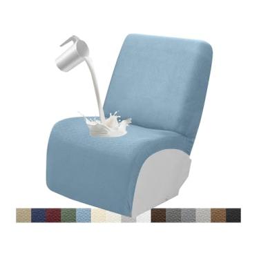 Imagem de ROFASVCO Capas de sofá reclináveis, secionais, em forma de L, à prova d'água, laváveis, para poltronas reclináveis em formato de L, super elásticas (capa de assento adicional, azul claro)