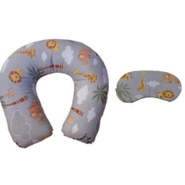 Imagem de Almofada De Pescoço Travesseiro Apoio Encosto Pescoceira para Viagens(safari cinza)