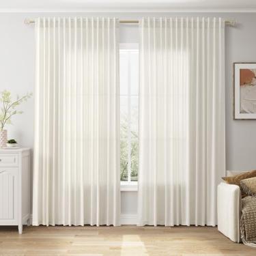 Imagem de Cortinas de linho extra largas de 250 cm para divisória de sala de estar, filtro de luz, semitransparente, aba traseira, cortinas de pátio para porta deslizante, decoração costeira natural, sala de