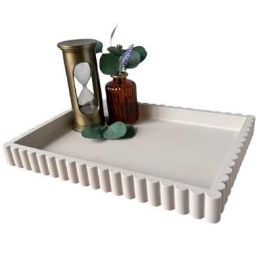 Imagem de OAKOA Bandeja decorativa de concreto para decoração de bandeja de mesa de centro - Bandeja otomana para sala de estar - Bandejas decorativas - Bandejas decorativas - Mesa de centro de mesa de centro