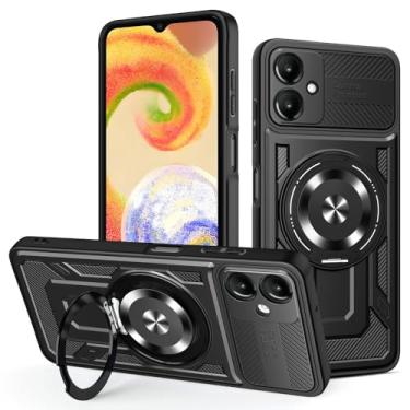 Imagem de Kukoufey Capa compatível com Samsung Galaxy F06 5G / Galaxy M06 5G SM-M066B/DS, compatível com MagSafe, suporte magnético giratório de 360 graus, capa para celular preta