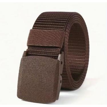 Imagem de Cinto Masculino Preto de Nylon Grosso Com Fivela de Plástico, Marrom, 