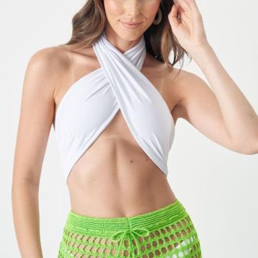 Imagem de Top Faixa Cropped Alça Cruzada De Amarrar Gringa Blogueira - SWISS BOU