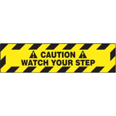 Imagem de Accuform Signs PSR266 Slip-Gard Adesivo Vinil Step-Style Placa de piso, Legend "Caution Watch Your Step", 15 cm de comprimento x 61 cm de largura, preto em amarelo
