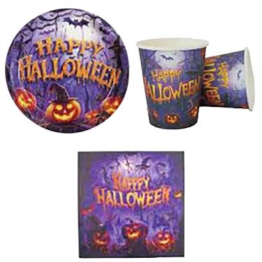 Imagem de Kit 40 Pratos Copos Papel Halloween Dia Das Bruxas Papel Festa - UDlandia