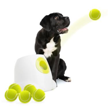 Imagem de ALL FOR PAWS Lançador automático de bolas para cães, lançador automático de bolas para cães, lançador de bolas para cães, brinquedos interativos, inclui 3 bolas de tênis para cães