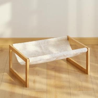 Imagem de kiplant Cama elevada para gatos, cama de rede grande para gatos, rede de madeira de bambu para uso ao ar livre, móveis elevados para animais de estimação de 63 x 40 cm, adequado para gatinhos,