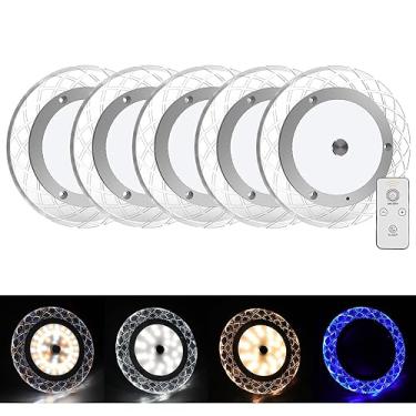 Imagem de BlueFire Luzes interiores para trailers, 600 lm RV luzes de teto domo, 4 cores reguláveis RV luzes LED, 12-18 V luminária com interruptor regulador de intensidade de luz para campista, camionete, caminhão, motorhome (5 unidades)