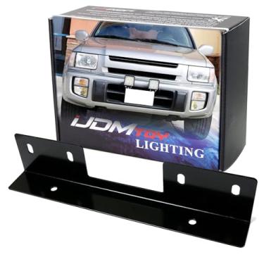 Imagem de iJDMTOY Suporte de placa de carro para para-choque dianteiro em miniatura compatível com luzes off-road, lâmpadas de trabalho LED, barras de iluminação LED, etc. (acabamento preto)