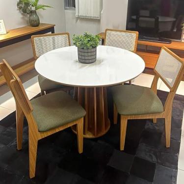 Imagem de Mesa de Jantar Redonda 105cm com 4 Cadeiras Dalla Costa MDF - Dalla Co