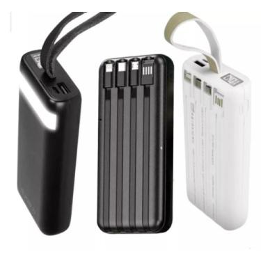 Imagem de Carregador Power Bank Turbo Com Lanterna LED 20000mah Portátil 4 Cabos