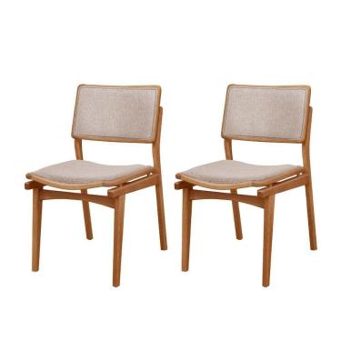 Imagem de Conjunto Eva Com 2 Cadeiras Madeira Moderna Mobília Brisa Imbuia Nat