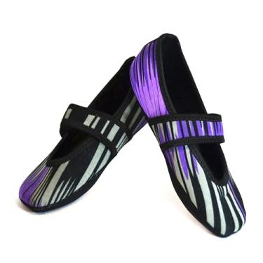 Imagem de Nufoot Pantufas femininas Betsy Lou, dobráveis, rasteiras flexíveis, chinelos de viagem, sapatos de exercícios, sapatos de dança, meias de ioga, sapatos para casa, sapatos de interior, roxo aurora,