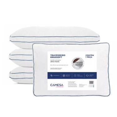 Imagem de Kit 4 Travesseiro Ergosoft Camesa Suporte Firme Ergonômico 50x70cm