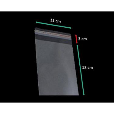 Imagem de Saco Adesivado Plástico Transparente Vabene 11x18+3cm 100 Unidades
