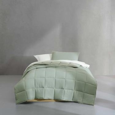 Imagem de Calvin Klein - Conjunto de edredom Queen bônus, roupa de cama reversível com lençóis, fronhas e fronhas combinando, certificado Oeko-Tex (verde)