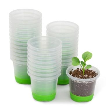 Imagem de MIXC 30 pacotes de vasos de berçário reforçados de 9,5 cm com base de silicone para facilitar o transplante, pacote variado, vaso de plântulas, plantador de sementes, flores para iniciantes