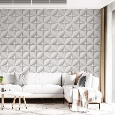 Imagem de Kit 9 Rolos Papel De Parede Adesivo 3D Pétala Branco 3,0M - Gh Papel D