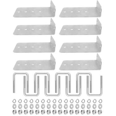 Imagem de HUQUZN 8 peças de suportes de beliche de reboque de barco tipo L de 20,32 cm para membros transversais de 3 x 3, suporte de estrutura de cama de aço galvanizado
