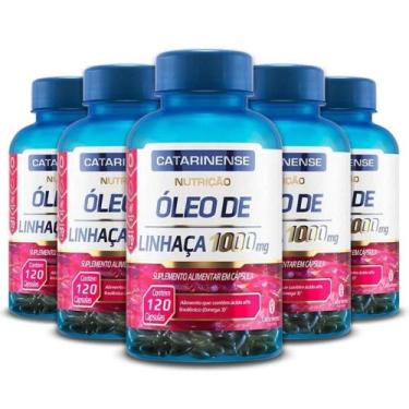 Imagem de Kit 5 Óleo De Linhaça 1000Mg Catarinense 120 Cápsulas