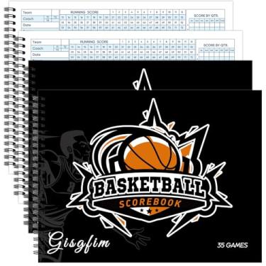 Imagem de gisgfim Livro de pontuação de basquete Livro de rastreamento de 35 jogos unissex Coach Árbitro Scorebooks League Sport Game Side by Side Score Books for High Middle School Little League (4 peças)