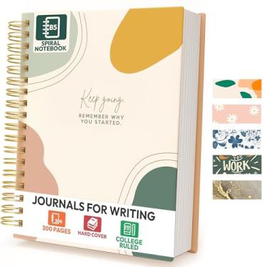 Imagem de Only Zest Cadernos espirais pautados universitários para anotações, capa dura espiral acabamento suave, caderno Cuadernos Escolares encadernação espiral dourada grande 26,5 cm x 20,3 cm (Keep Going)