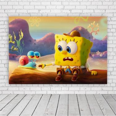 Imagem de Painel Retangular Bob Esponja E Gary 1,5X1,0M Lona Fosca