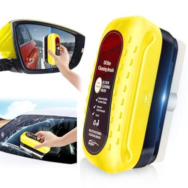 Imagem de Escova de limpeza de filme de óleo automotivo com pulverizador de espuma reutilizável, placa de limpeza de vidro antiembaçamento atualizada, removedor de filme de óleo de vidro para janelas e