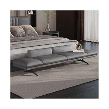 Imagem de LICONG-2019 Banqueta de extremidade, banco de cabeceira, quarto, banco longo de cabeceira, luz de luxo, bengaleiro, sofá, banco de cabeceira, banco longo (cinza)