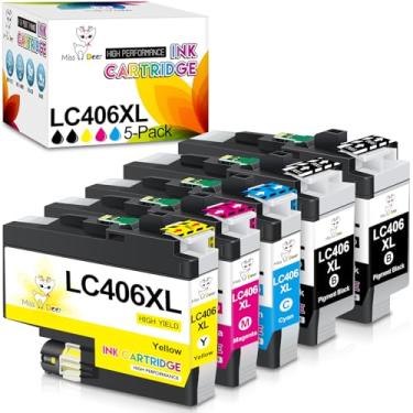 Imagem de Miss Deer Cartuchos de tinta LC406XL para impressora Brother, substituição compatível com Brother LC406 LC 406 XL para MFC-J4335DW MFC-J5855DW MFC-J6955DW MFC-J6555DW MFC-J4535DW 5-Pack (2BK/1C/1M/1Y)