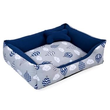 Imagem de Cama Caminha Pet para Cachorro ou Gato Médio 60cm x 47cm Lavável com Fundo Impermeável + Ossinho (Balão Cinza)