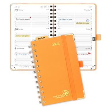 Imagem de POPRUN Agenda 2026 (tamanho de bolso 10 x 16,25 cm, capa dura com fio), calendário semanal e mensal (janeiro de 2026 a dezembro de 2026), agenda pequena com compartimentos de hora em hora, para bolsa