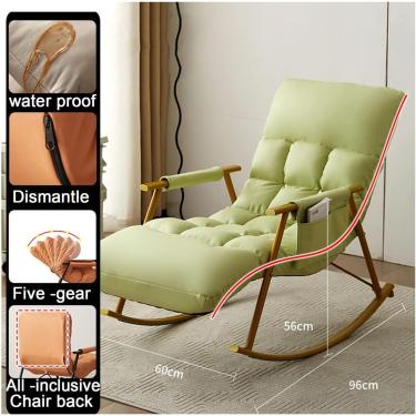 Imagem de Cadeira De Balanço Com Estrutura De Aço Arbon, Cadeira De Balanço Para Sala De Estar, Poltrona Reclinável Com Pedais Ajustáveis De 5 Velocidades Para Varanda Doméstica, A