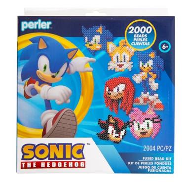 Imagem de Perler 80-57252 Sonic The Hedgehog Kit de atividades de artesanato com contas fundidas com 7 projetos, multicolorido, 2004 peças