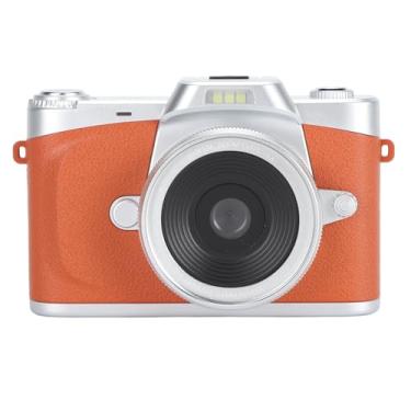 Imagem de Câmera digital 4K, zoom digital de 64 MP 20x, tela flip de 180°, lente profissional sem espelho com lente intercambiável com lente grande angular para fotografia (laranja)